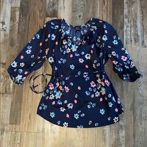 Oh Baby by Motherhood Floral Navy Blouse